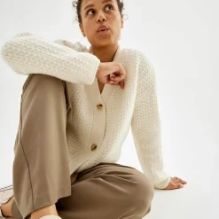 Pierre Robert Overdeler|Loungewear-Cardigan Med Struktur Ivory