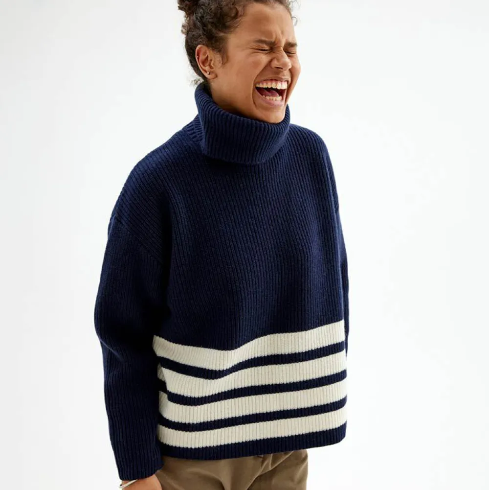 Pierre Robert Overdeler|Gensere-Genser Med Avtagbar Hals Blue/Ivory stripe