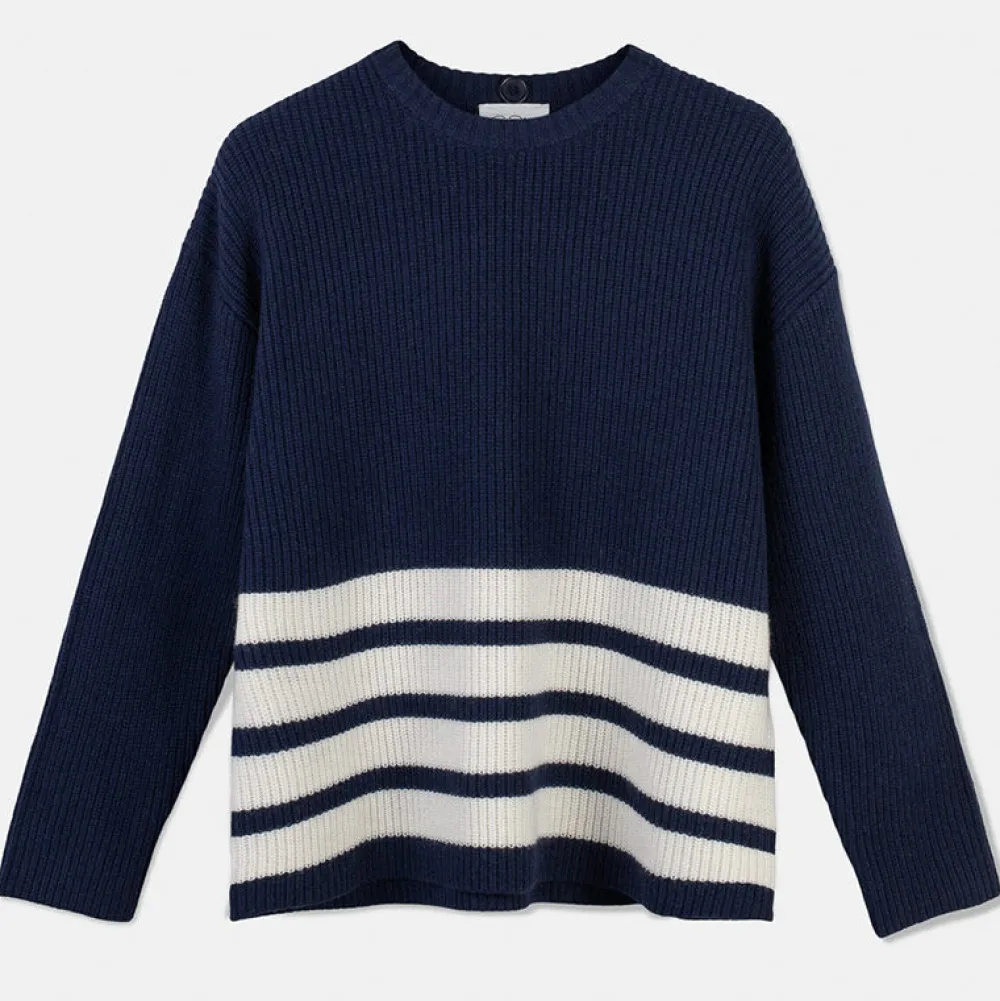 Pierre Robert Overdeler|Gensere-Genser Med Avtagbar Hals Blue/Ivory stripe