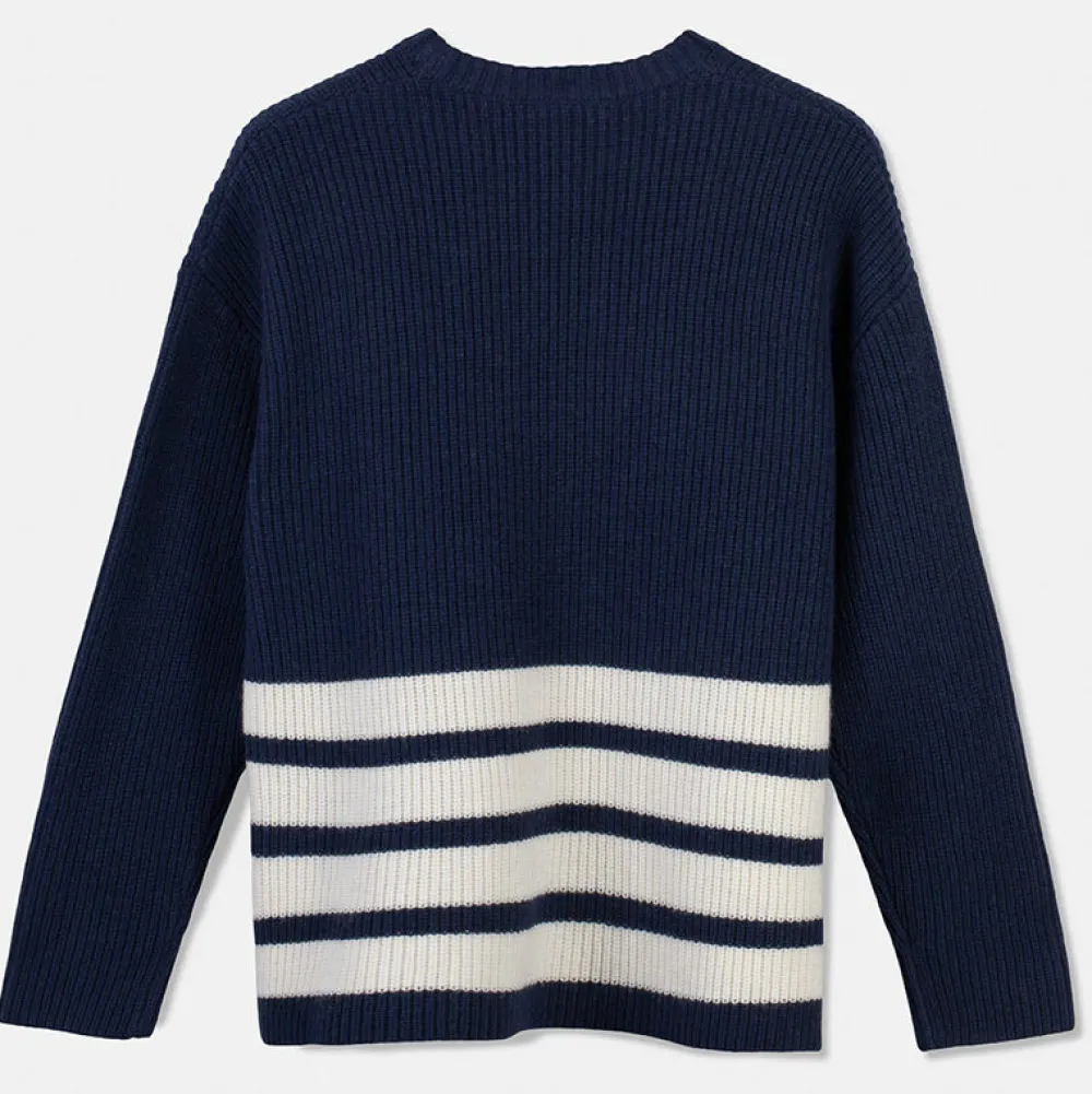 Pierre Robert Overdeler|Gensere-Genser Med Avtagbar Hals Blue/Ivory stripe