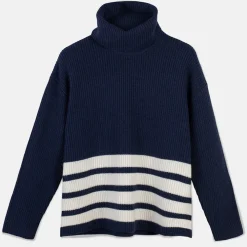 Pierre Robert Overdeler|Gensere-Genser Med Avtagbar Hals Blue/Ivory stripe