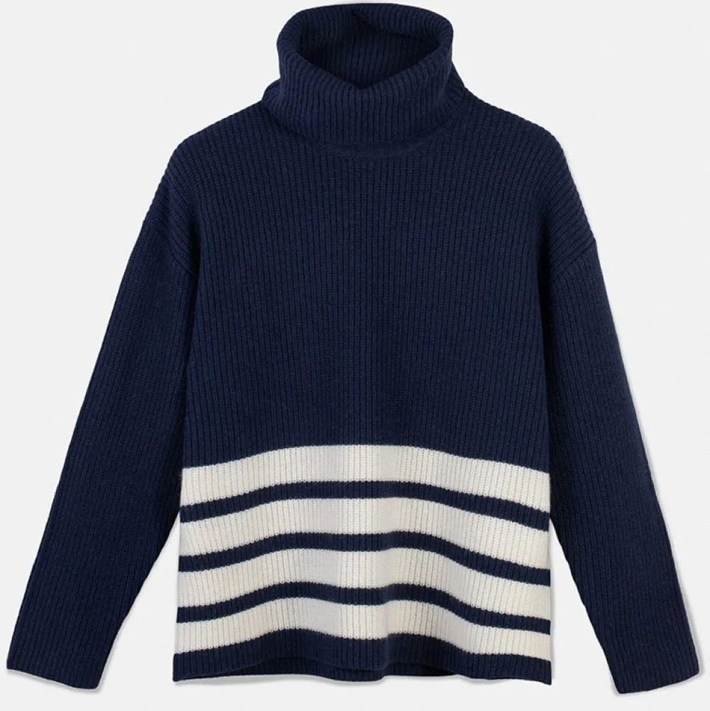 Pierre Robert Overdeler|Gensere-Genser Med Avtagbar Hals Blue/Ivory stripe