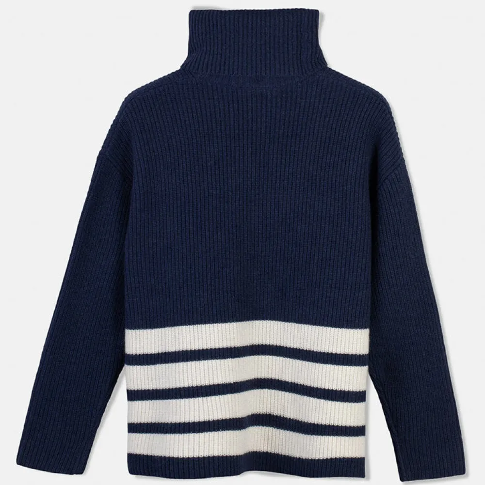 Pierre Robert Overdeler|Gensere-Genser Med Avtagbar Hals Blue/Ivory stripe