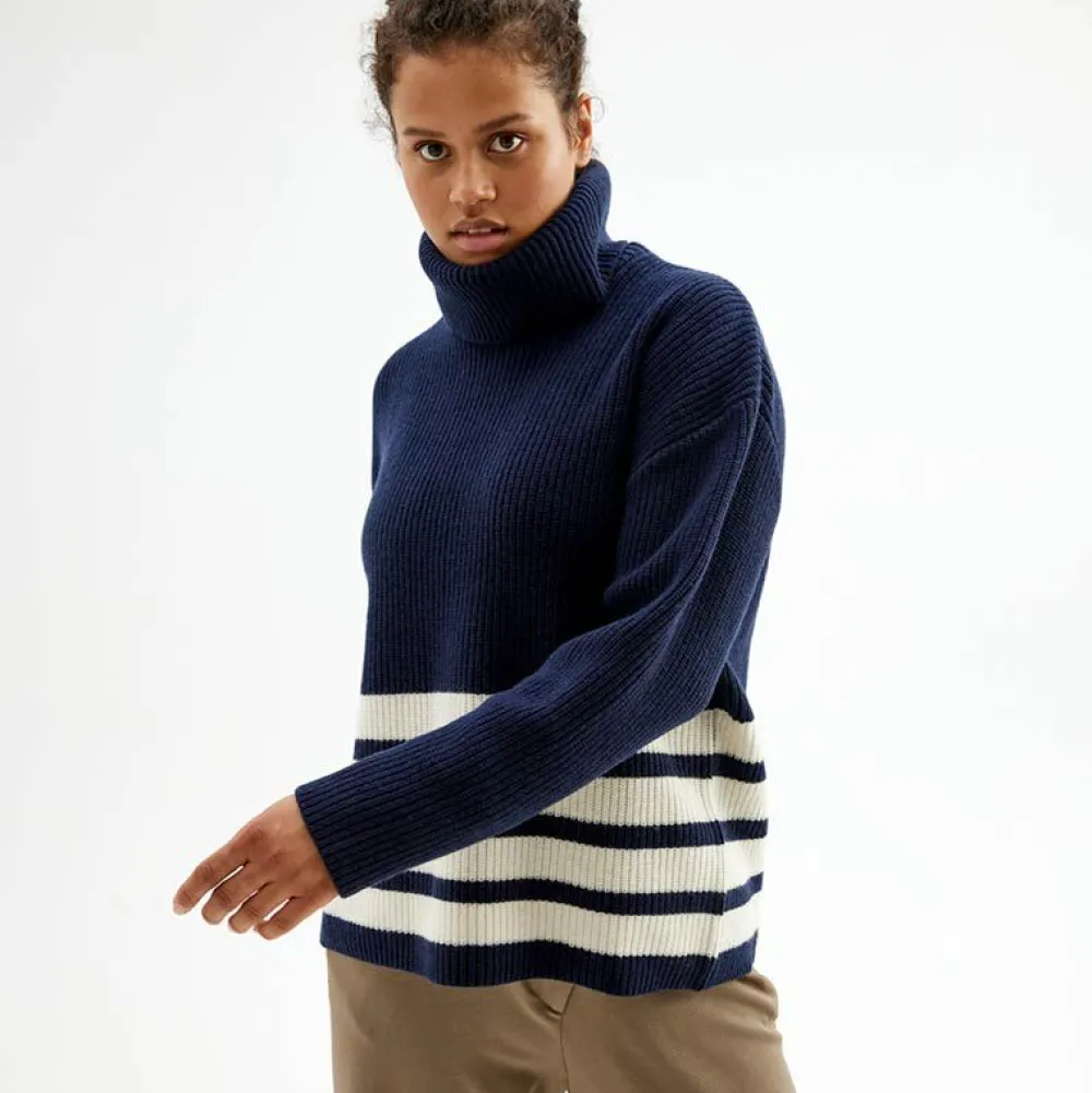 Pierre Robert Overdeler|Gensere-Genser Med Avtagbar Hals Blue/Ivory stripe