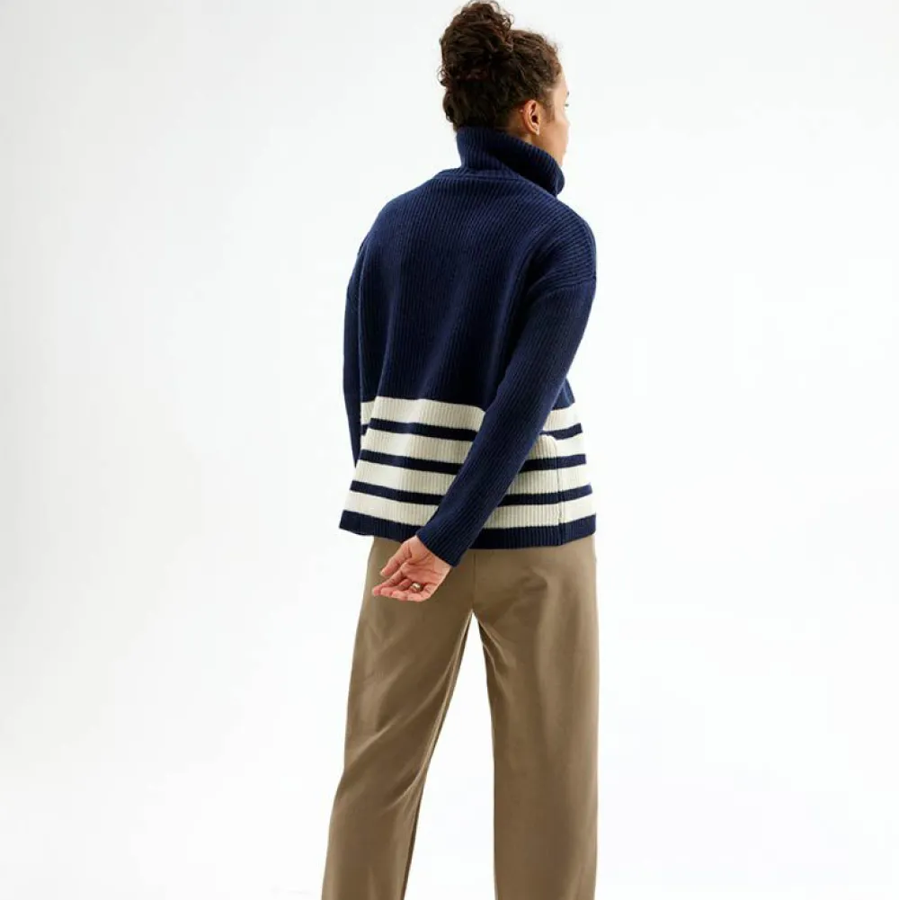 Pierre Robert Overdeler|Gensere-Genser Med Avtagbar Hals Blue/Ivory stripe