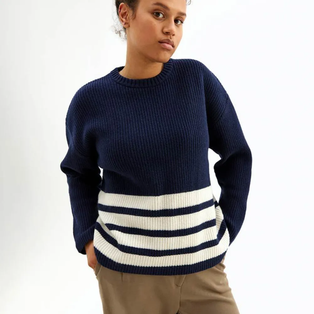 Pierre Robert Overdeler|Gensere-Genser Med Avtagbar Hals Blue/Ivory stripe