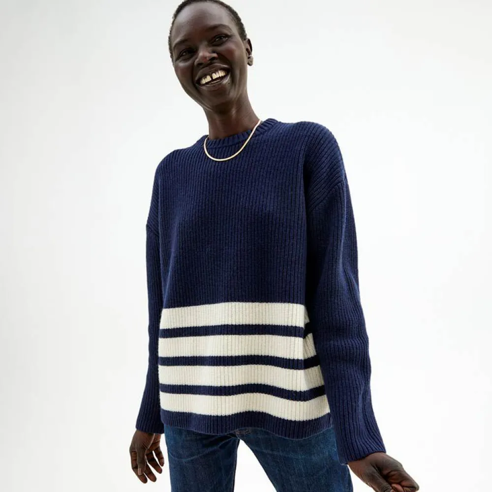 Pierre Robert Overdeler|Gensere-Genser Med Avtagbar Hals Blue/Ivory stripe