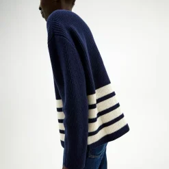 Pierre Robert Overdeler|Gensere-Genser Med Avtagbar Hals Blue/Ivory stripe