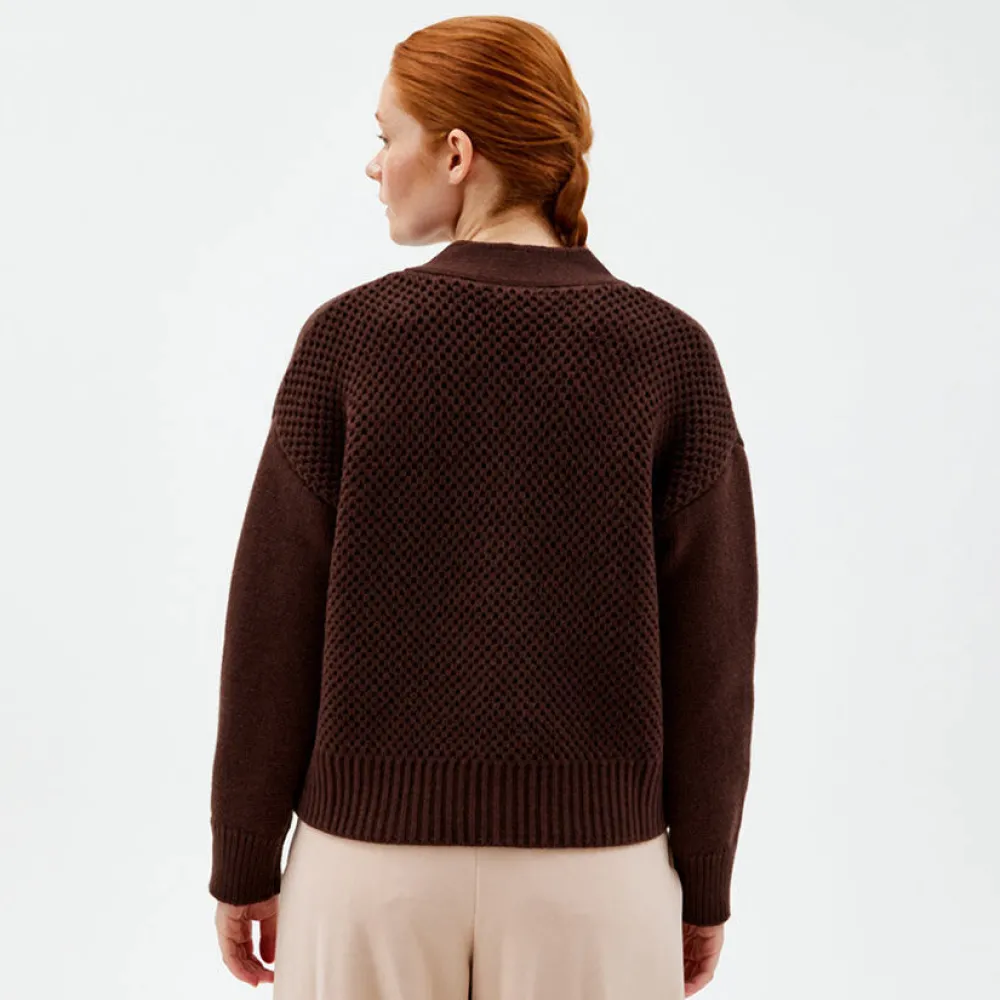 Pierre Robert Overdeler|Gensere-Heavy-knit Cardigan Coffee