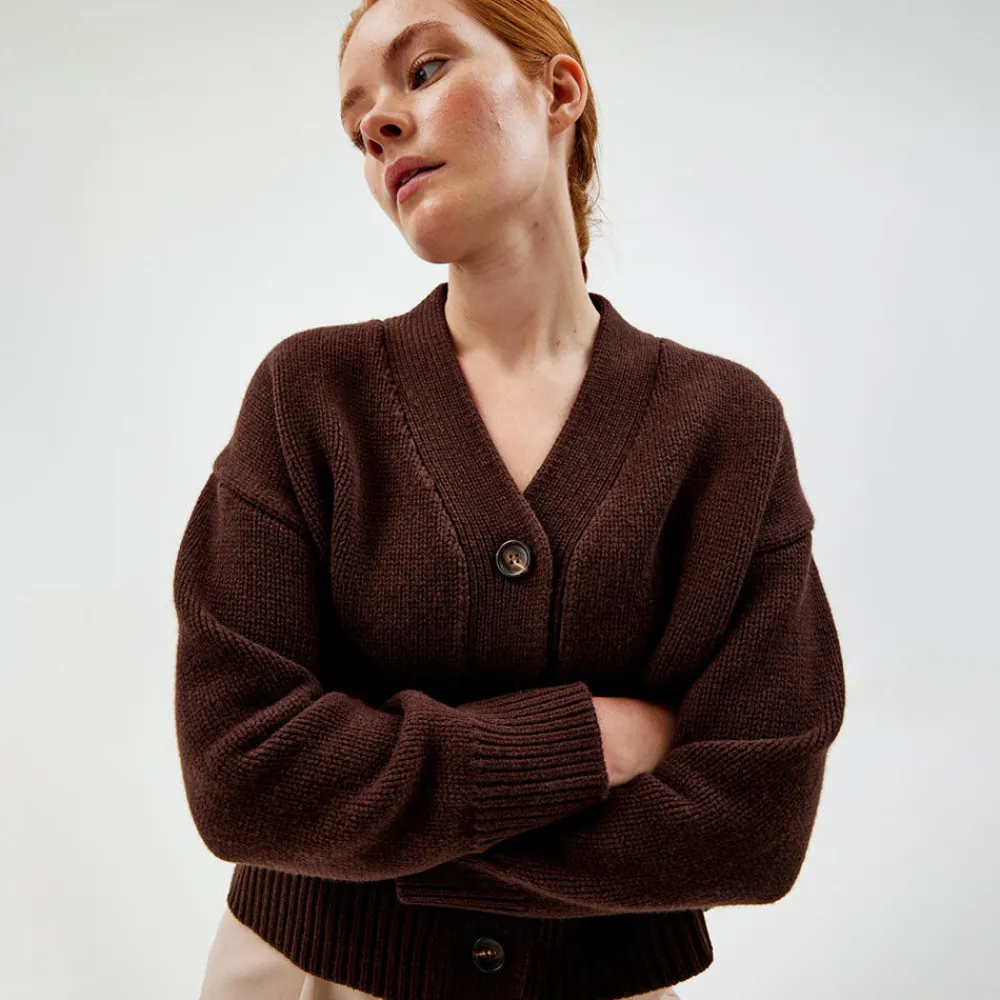 Pierre Robert Overdeler|Gensere-Heavy-knit Cardigan Coffee