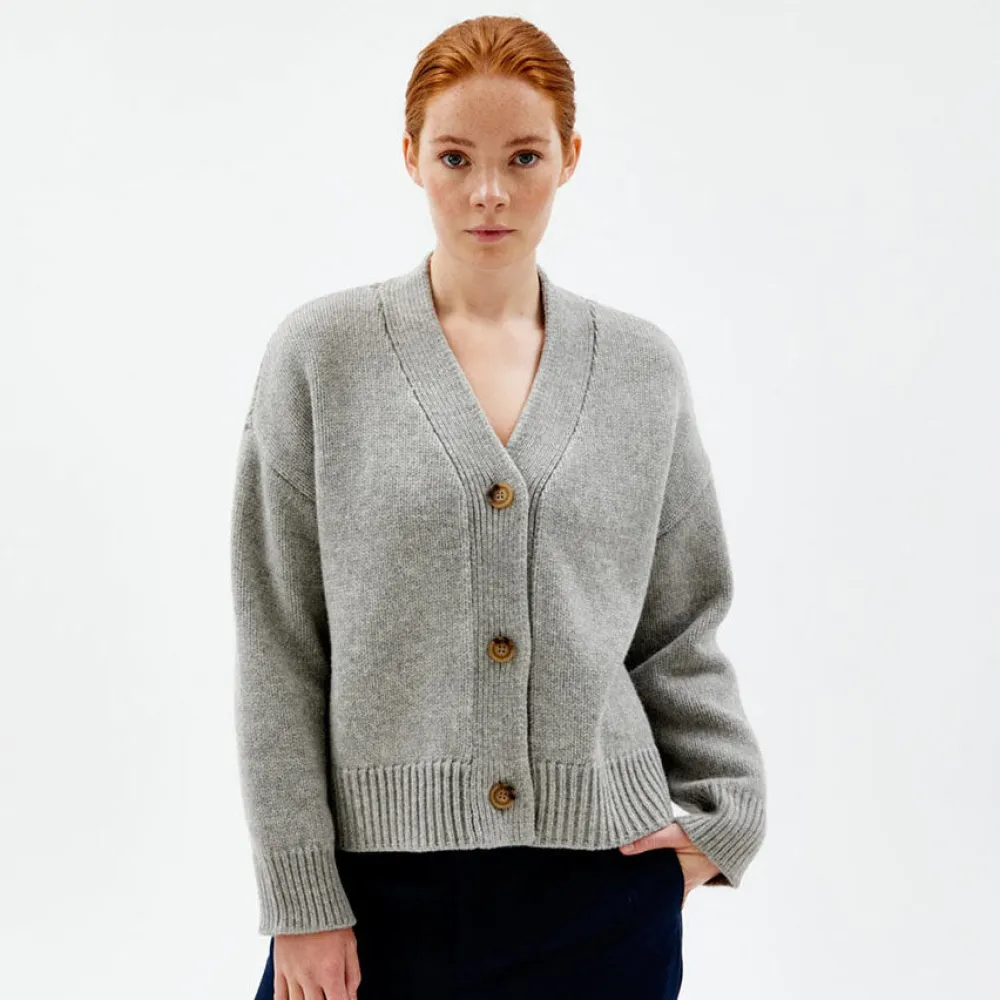 Pierre Robert Overdeler|Gensere-Heavy-knit Cardigan Grey Melange