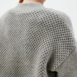 Pierre Robert Overdeler|Gensere-Heavy-knit Cardigan Grey Melange