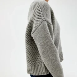 Pierre Robert Overdeler|Gensere-Heavy-knit Cardigan Grey Melange
