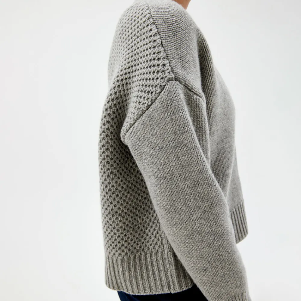 Pierre Robert Overdeler|Gensere-Heavy-knit Cardigan Grey Melange