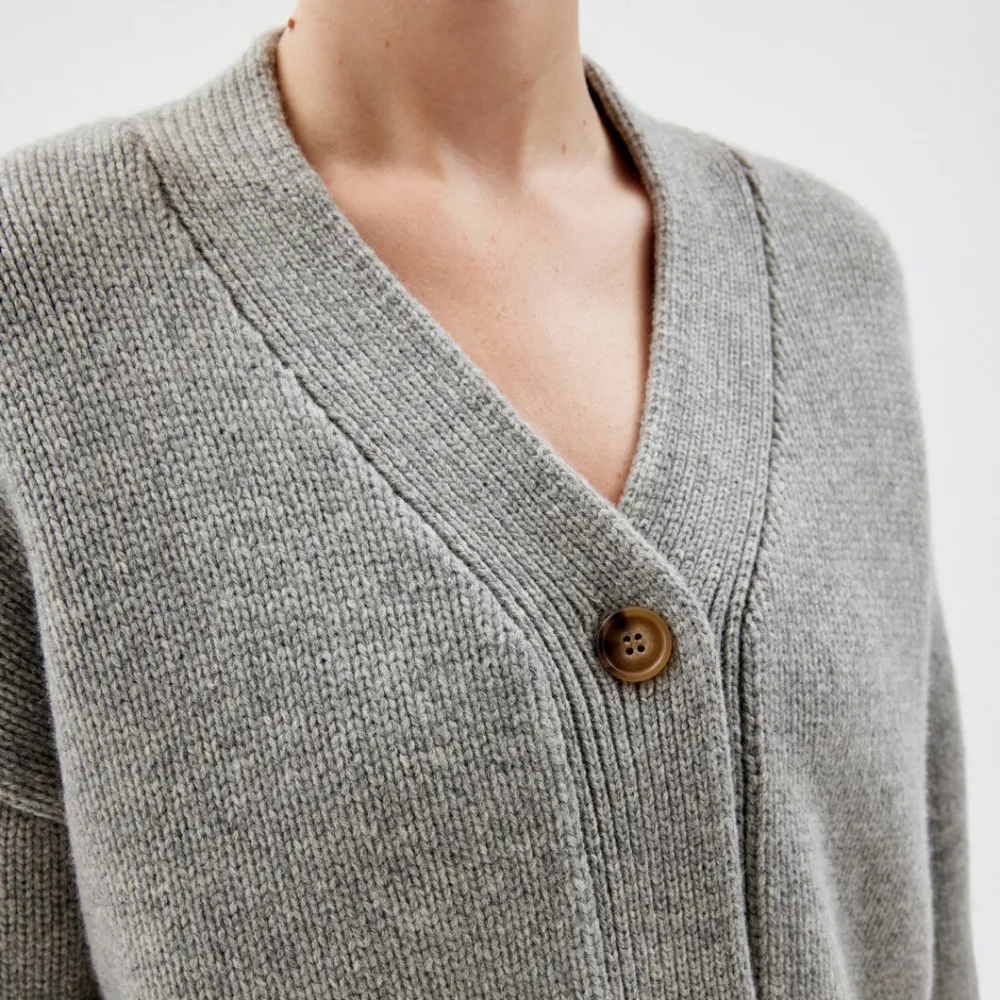 Pierre Robert Overdeler|Gensere-Heavy-knit Cardigan Grey Melange