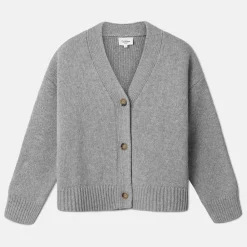 Pierre Robert Overdeler|Gensere-Heavy-knit Cardigan Grey Melange