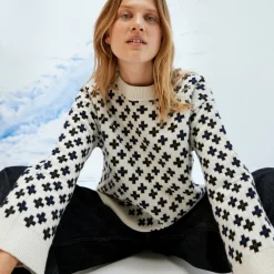 Pierre Robert Overdeler|Gensere-Mønstret Stikkegenser Ivory Pattern