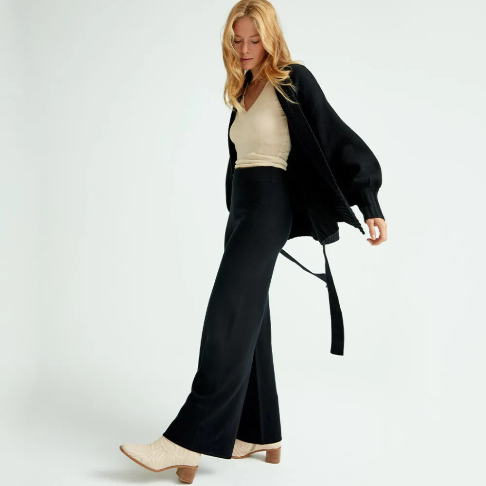 Pierre Robert Overdeler|Sommerull-Oversized Cardigan Merinoull Black