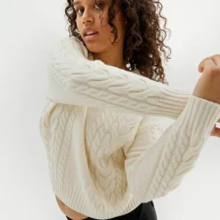 Pierre Robert Overdeler|Sommerull-Oversized Flettestrikket Genser I Ull Ivory