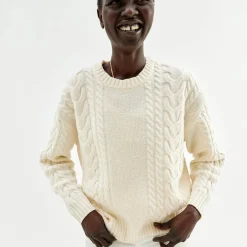 Pierre Robert Overdeler|Sommerull-Oversized Flettestrikket Genser I Ull Ivory