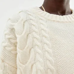 Pierre Robert Overdeler|Sommerull-Oversized Flettestrikket Genser I Ull Ivory