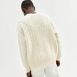 Pierre Robert Overdeler|Sommerull-Oversized Flettestrikket Genser I Ull Ivory