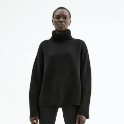 Pierre Robert Gensere|Overdeler-Oversized Høyhalset Strikkegenser Black