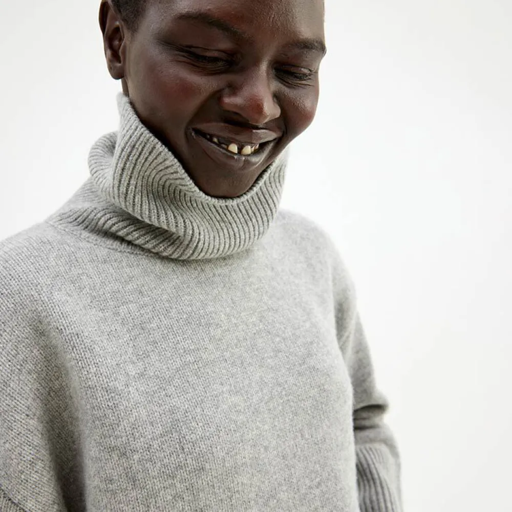 Pierre Robert Overdeler|Gensere-Oversized Høyhalset Strikkegenser Grey Melange