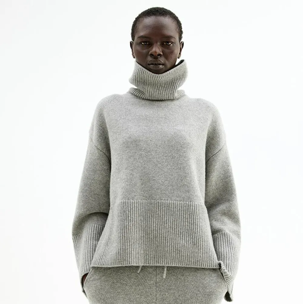 Pierre Robert Overdeler|Gensere-Oversized Høyhalset Strikkegenser Grey Melange
