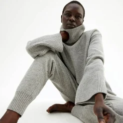 Pierre Robert Overdeler|Gensere-Oversized Høyhalset Strikkegenser Grey Melange