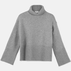Pierre Robert Overdeler|Gensere-Oversized Høyhalset Strikkegenser Grey Melange