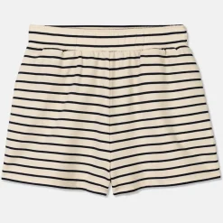 Pierre Robert Underdeler|Loungewear-Shorts Heavyweight Midnight Blue/Ecru sripe