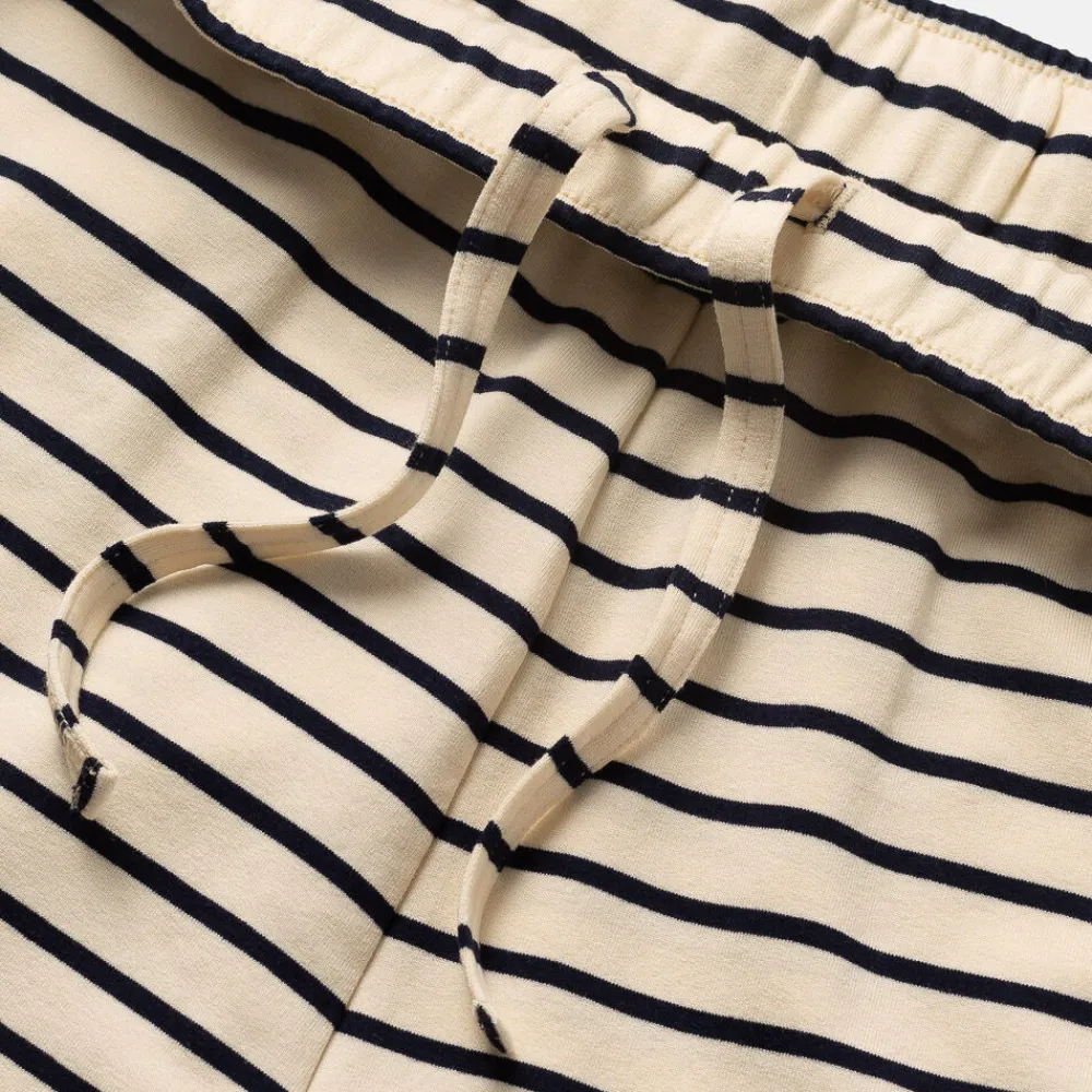 Pierre Robert Underdeler|Loungewear-Shorts Heavyweight Midnight Blue/Ecru sripe