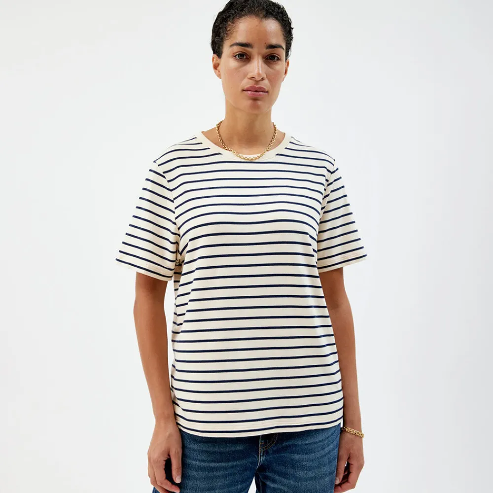 Pierre Robert T-Skjorter|Loungewear-T-skjorte Heavyweight Midnight Blue/Ecru sripe