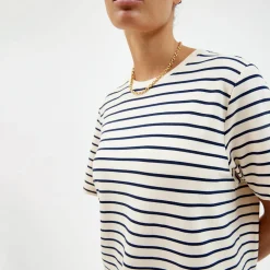 Pierre Robert T-Skjorter|Loungewear-T-skjorte Heavyweight Midnight Blue/Ecru sripe