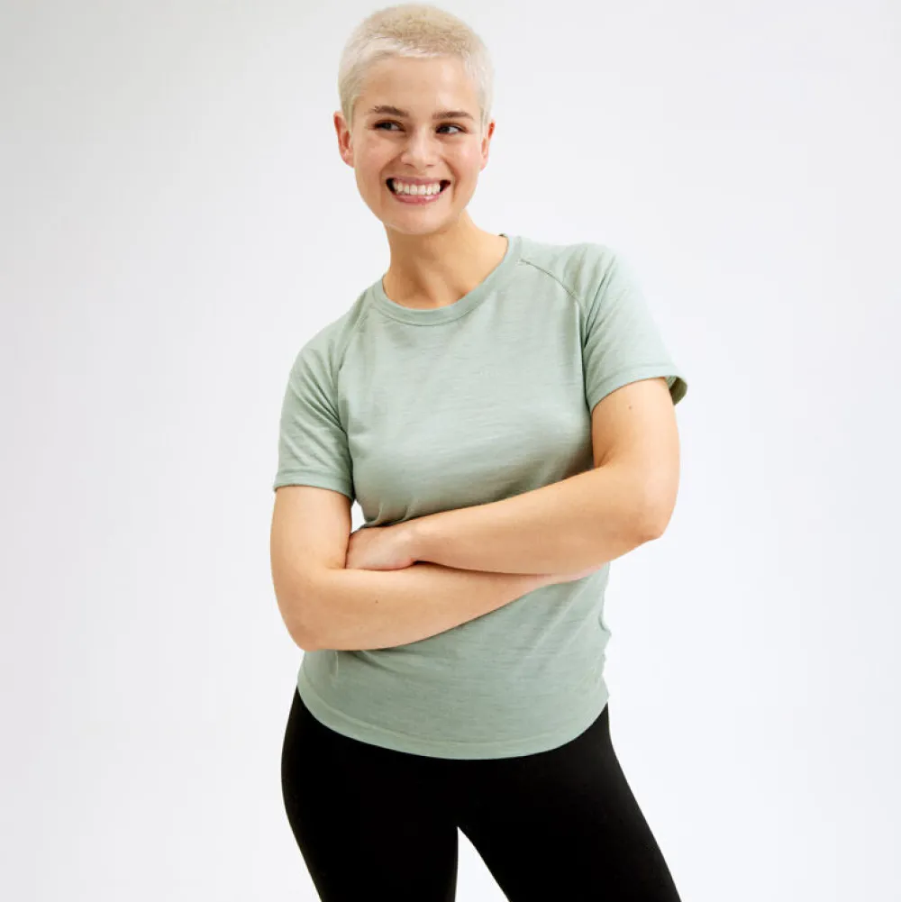 Pierre Robert Ullundertøy|T-Skjorter-T-skjorte I Merinoull Mint Grey