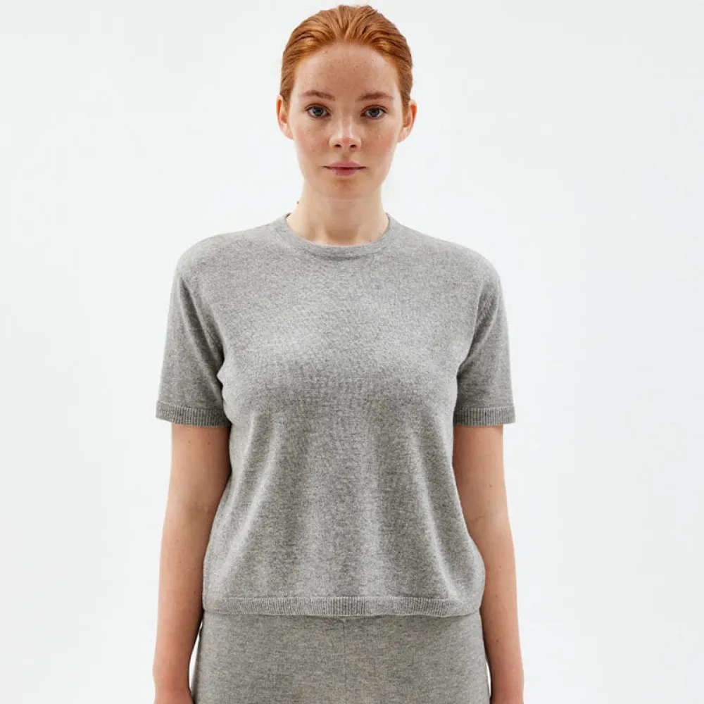 Pierre Robert Overdeler|Sommerull-T-skjorte I Ull Grey Melange