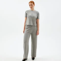 Pierre Robert Overdeler|Sommerull-T-skjorte I Ull Grey Melange