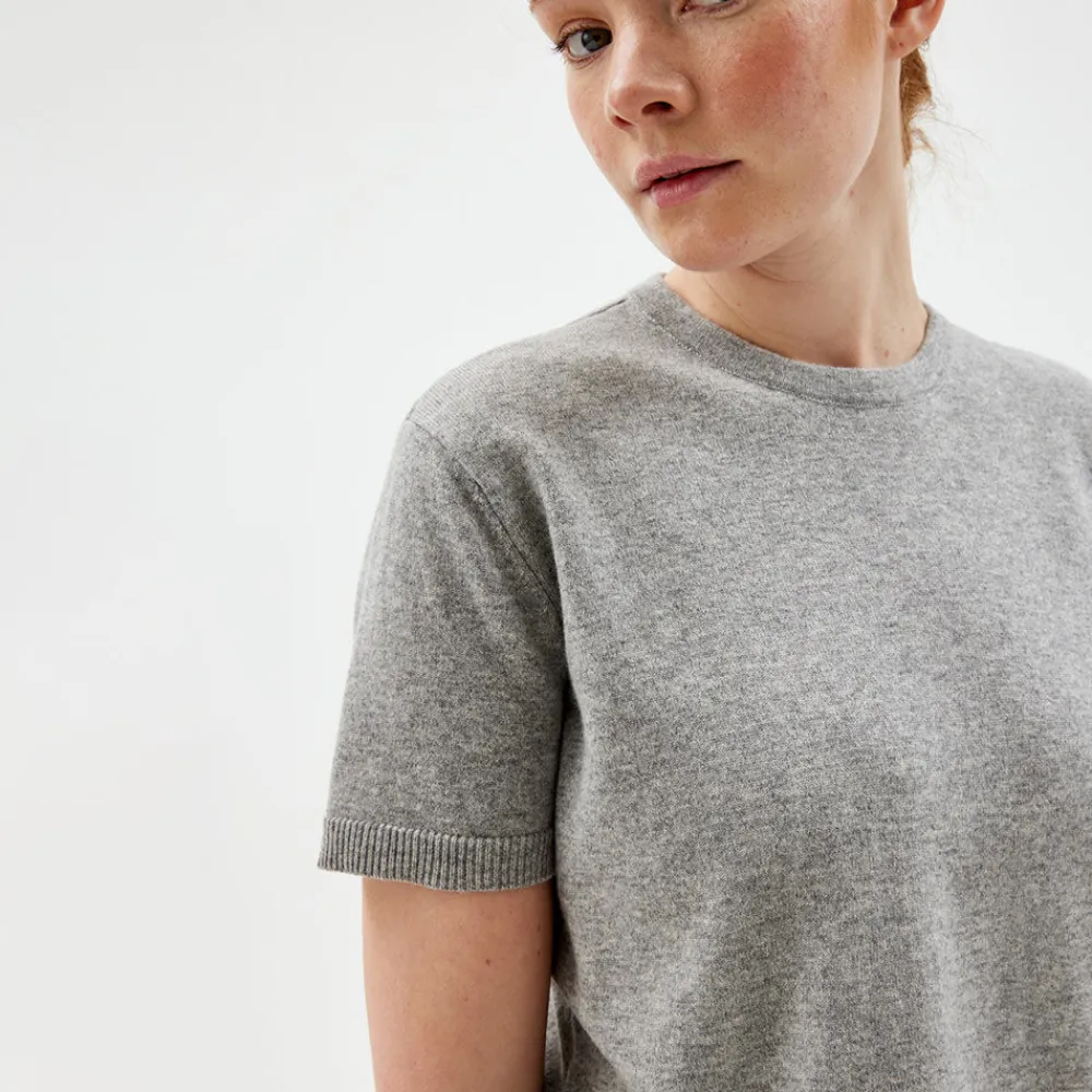 Pierre Robert Overdeler|Sommerull-T-skjorte I Ull Grey Melange