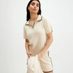 Pierre Robert T-Skjorter|Loungewear-T-skjorte Med Krage Ecru