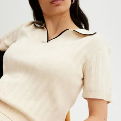 Pierre Robert T-Skjorter|Loungewear-T-skjorte Med Krage Ecru