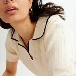 Pierre Robert T-Skjorter|Loungewear-T-skjorte Med Krage Ecru