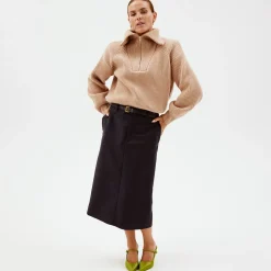 Pierre Robert Overdeler|Gensere-Turtleneck Zip Janka Polliani X Pearl Beige