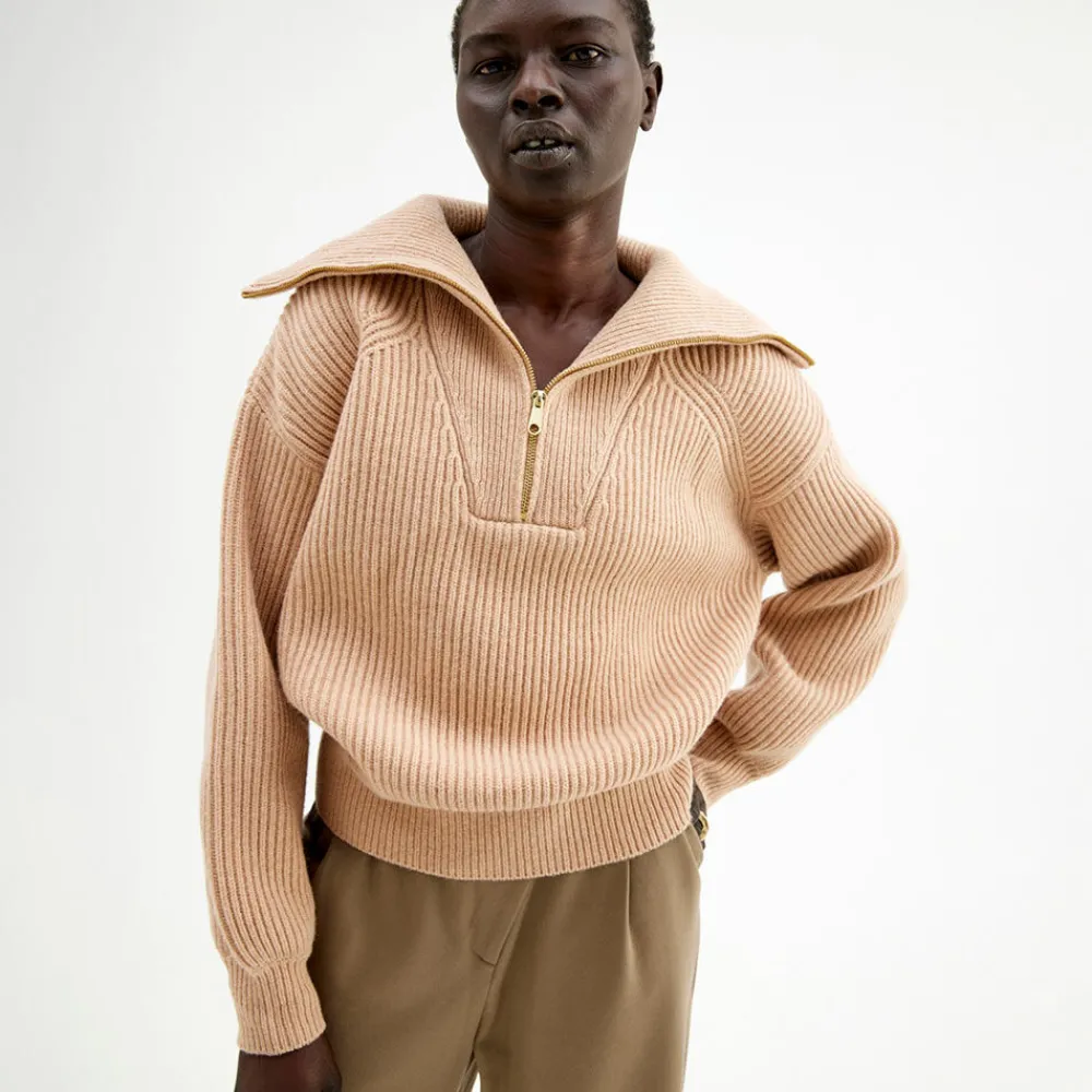 Pierre Robert Overdeler|Gensere-Turtleneck Zip Janka Polliani X Pearl Beige