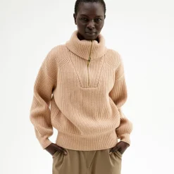 Pierre Robert Overdeler|Gensere-Turtleneck Zip Janka Polliani X Pearl Beige