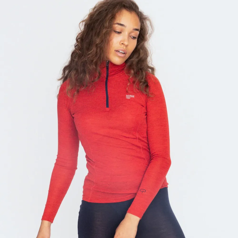 Pierre Robert Ullundertøy|Overdeler-Ulltrøye Dame OL Red Mel