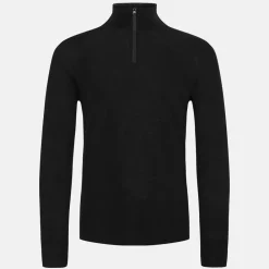 Pierre Robert Ullundertøy-Ulltrøye Herre Merinoull Zip Jet Black