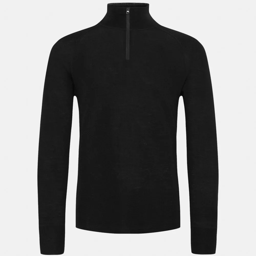 Pierre Robert Ullundertøy-Ulltrøye Herre Merinoull Zip Jet Black