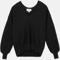 Pierre Robert Gensere|Loungewear-Vendbar Genser Med V-hals Black