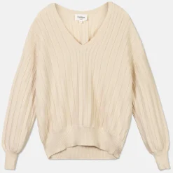 Pierre Robert Gensere|Loungewear-Vendbar Genser Med V-hals Ecru